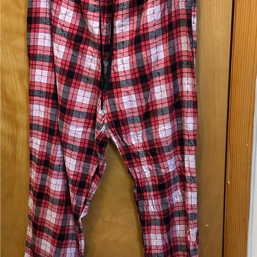 Victoria's Secret Kids Plaid Joggers in Red, Black, and White